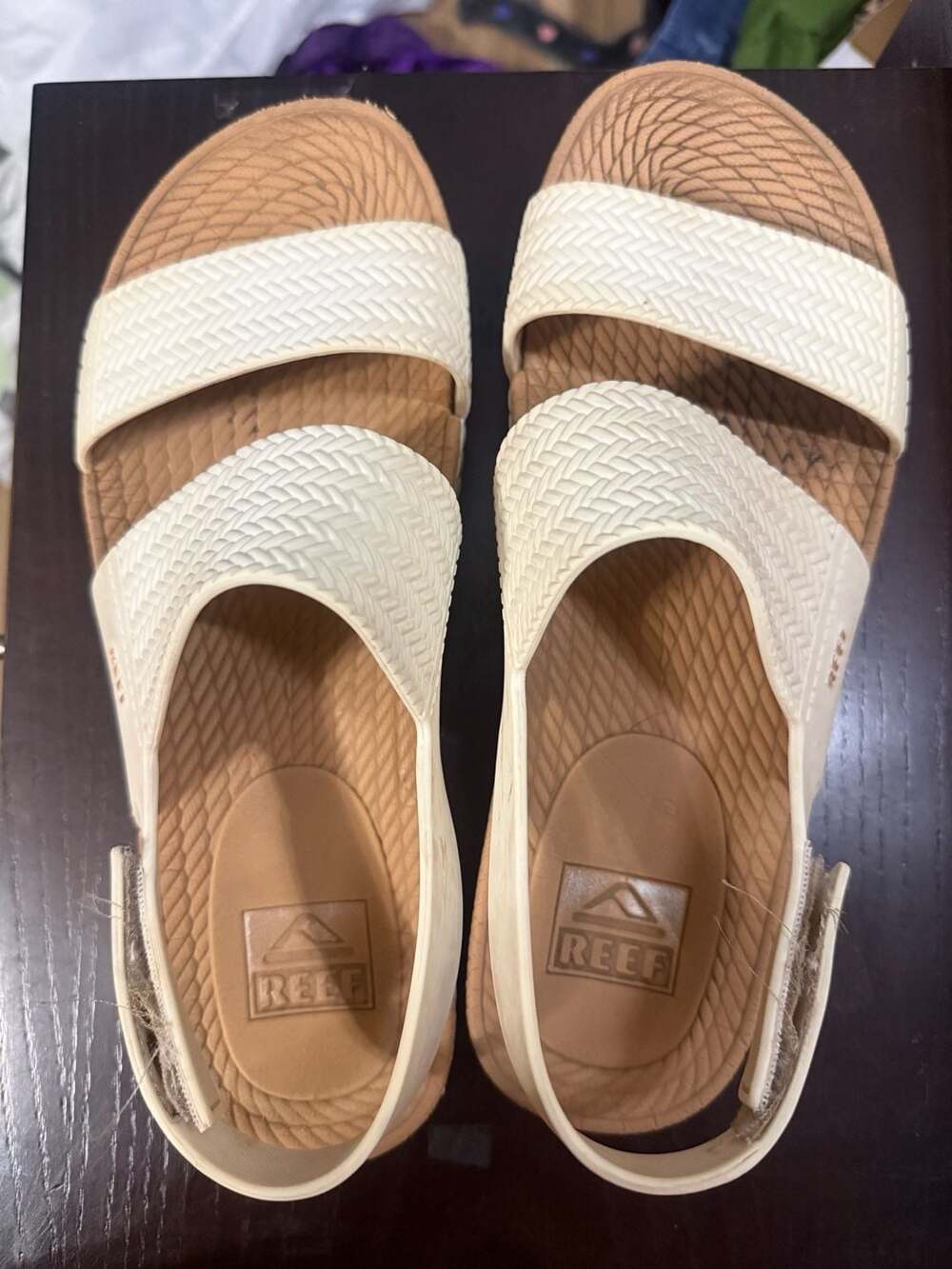 REEF Water Vista Women’s Size 10 White Slingback Sandals Woven Strappy